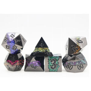 Mica Series 7 piece Metal Dice Set